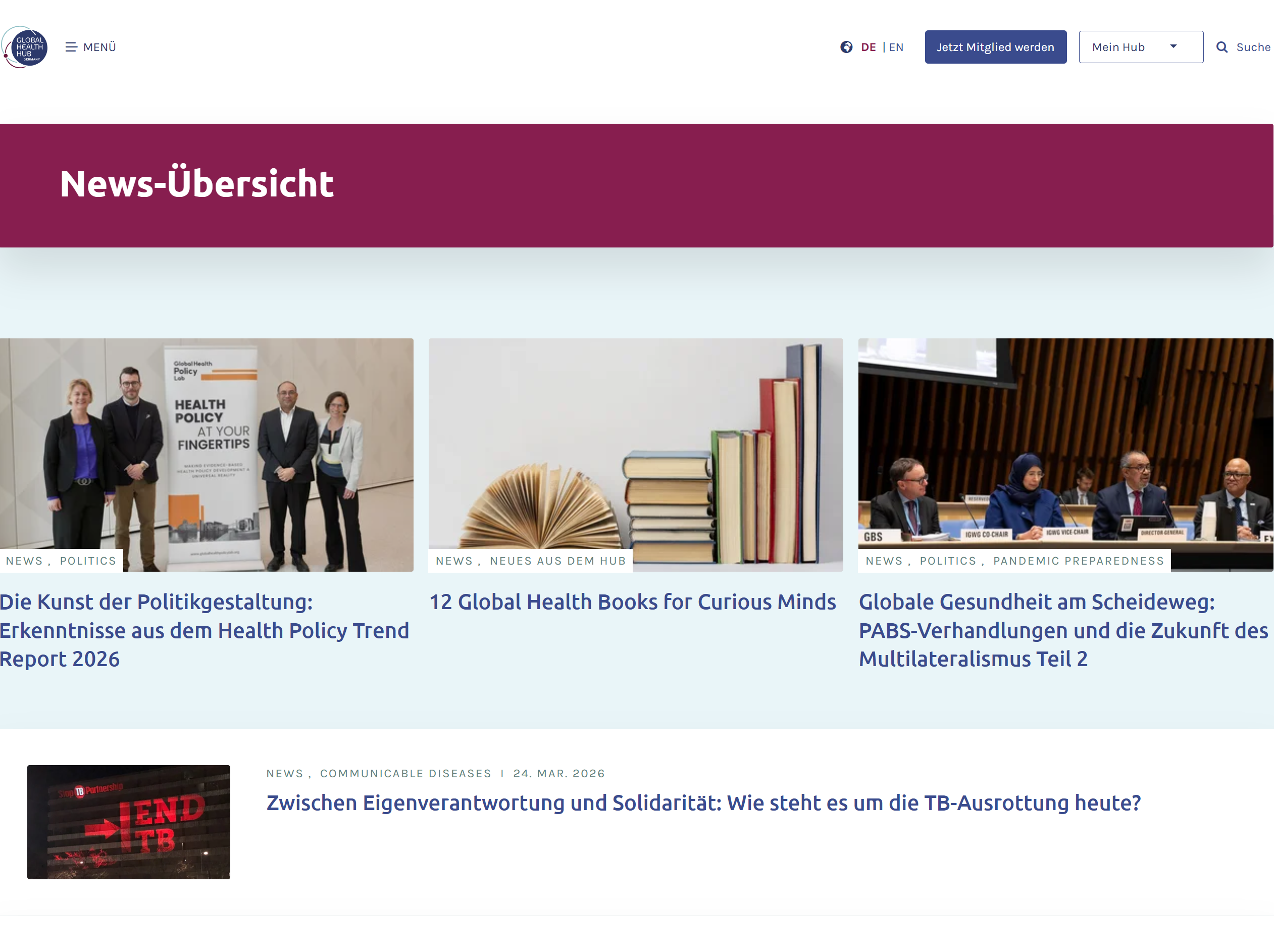Allgemeine Neuigkeiten zum Thema Healthhub.